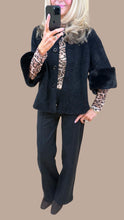 Load image into Gallery viewer, 1.  Chenille Fur Trim Jacket-Black
