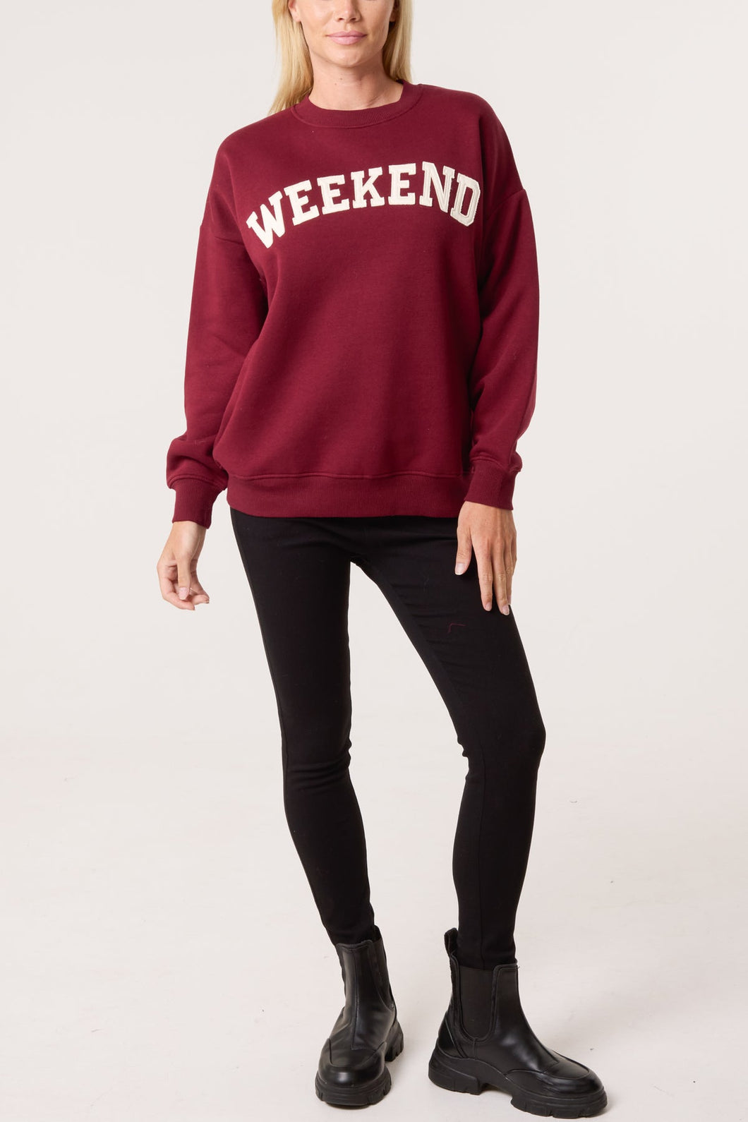 1.  WEEKEND Sweatshirt-Wine