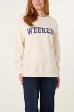 Load image into Gallery viewer, 1.      Polka Dot WEEKEND Sweatshirt-Ivory/Navy
