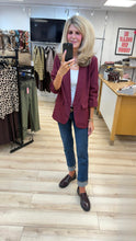 Load image into Gallery viewer, 1.                            Ruched Sleeve Blazer-Wine
