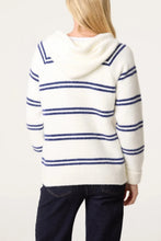 Load image into Gallery viewer, 1.        Super Soft Knit Hoodie-Off White/Navy
