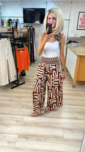 Load image into Gallery viewer, 1.         Abstract Print Shirred Waist Palazzos-Rust
