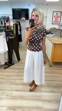 Load image into Gallery viewer, 1. Stretch Satin Ruched Side Top-Chocolate/White
