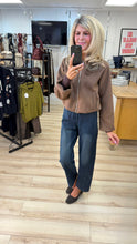 Load image into Gallery viewer, 1.            Collarless Wool Blend Bomber Jacket-Toffee
