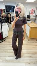 Load image into Gallery viewer, 1.    Lace Trim Knitted Top-Coffee
