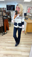 Load image into Gallery viewer, 1.                Colour Block Flower Button Cardigan-Multi

