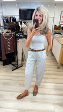 Load image into Gallery viewer, 1.              Belted Barrel Leg Pants-Stone
