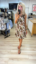 Load image into Gallery viewer, 1.     Floral Ruffle Neck Dress-Brown/Multi

