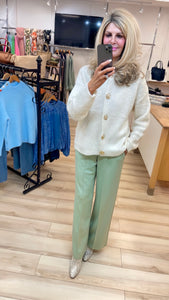 1.             Soft Boucle Knit Cardigan-Cream