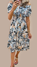 Load image into Gallery viewer, 1.  Bardot Midi Dress-Black/Camel/White
