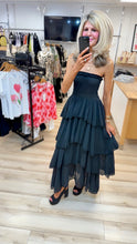 Load image into Gallery viewer, 1. Tiered Bandeau Maxi Dress-Black
