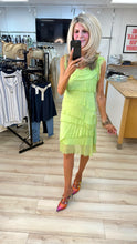 Load image into Gallery viewer, 1.                      Silk Tiered Dress-Lime
