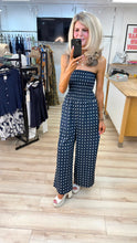 Load image into Gallery viewer, 1.     Polka Bandeau Jumpsuit-Navy/White

