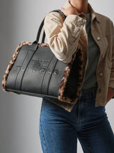 Load image into Gallery viewer, 1.    The Tote Bag-Black/Leopard Trim
