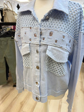 Load image into Gallery viewer, 1.             Sequin Mesh Soft Denim Jacket-Baby Blue
