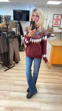 Load image into Gallery viewer, 1.    Fair Isle Part Zip Soft Knit Jumper-Wine
