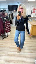Load image into Gallery viewer, 1.                   Denim Trim Soft Knit-Black
