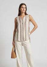 Load image into Gallery viewer, 1.     Striped Sleeveless Blouse-Brown/White
