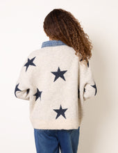 Load image into Gallery viewer, 1.Denim Trim Wool Mix Star Knit Jumper
