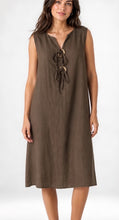 Load image into Gallery viewer, 1.         Wooden Button Tie Front Dress-Chocolate
