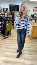 Load image into Gallery viewer, 1.              Stripe Chunky Knit-Baby Blue/Multi
