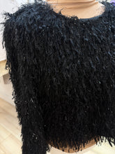Load image into Gallery viewer, 1.             Tinsel Yarn Sparkle Top-Black
