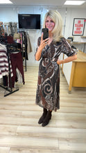 Load image into Gallery viewer, 1.                      Pleated Belted Midi Dress-Chocolate
