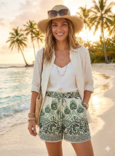 Load image into Gallery viewer, 1.      Paisley Pattern Shorts-Green
