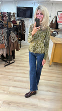 Load image into Gallery viewer, 1.                       Flocked Leopard Top-Olive
