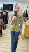 Load image into Gallery viewer, 1.                       Flocked Leopard Top-Olive
