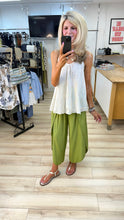 Load image into Gallery viewer, 1.                          Shirred Waist Cross Over Leg Trousers-Lime
