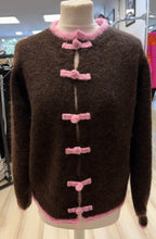 Load image into Gallery viewer, 1.                          Wool Mix Frog Closure Cardigan-Coffee/Pink

