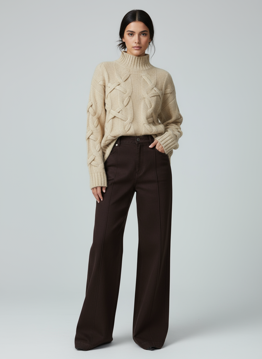 1.   Cable Soft Knit Jumper-Beige