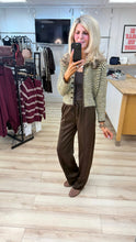 Load image into Gallery viewer, 1.             Wide Leg Front Seam Jogger-Chocolate
