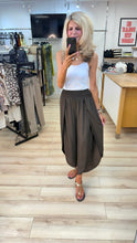 Load image into Gallery viewer, 1.        Shirred Waist Cross Over Leg Trousers-Chocolate
