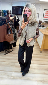 1.Boucle Knit Waistcoat-Latte