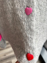 Load image into Gallery viewer, 1.  Soft Knit Hearts Cardigan-Silver Grey/Hot Pink
