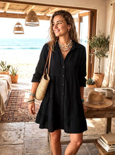 Load image into Gallery viewer, 1.           Cheesecloth Smock Dress-Black

