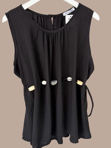 1.         Shell Detail Waist Top-Black