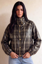 Load image into Gallery viewer, 1.                       Check Funnel Neck Bomber Rain Jacket-Chocolate
