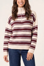 Load image into Gallery viewer, 1.                   Super Soft Knit Striped Jumper-Burgundy/Off White
