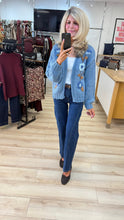 Load image into Gallery viewer, 1.    Embroidered Flowers Chunky Knit Cardigan-Blue
