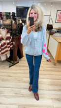 Load image into Gallery viewer, 1.  Soft Knit Hearts Cardigan-Silver Grey/Hot Pink
