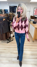 Load image into Gallery viewer, 1.  Argyle Knit Cardigan-Pink/Wine
