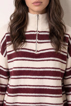 Load image into Gallery viewer, 1.                   Super Soft Knit Striped Jumper-Burgundy/Off White
