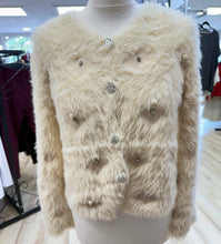 Load image into Gallery viewer, 1.                      Super Soft Eyelash Embellished Knit Cardigan-Ivory
