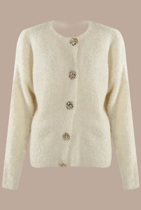 1.             Soft Boucle Knit Cardigan-Cream