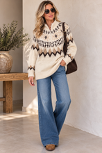 Load image into Gallery viewer, 1.    Fair Isle Part Zip Soft Knit Jumper-Oatmeal
