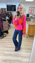 Load image into Gallery viewer, 1.      Sequin Rose Soft Knit-Hot Pink/Orange
