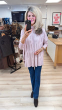 Load image into Gallery viewer, 1.   Cable Knit Oversize Polo-Pink
